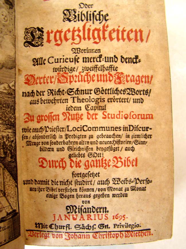 A 17th century vellum bound German Bible printed in 1695 and in near 'unused' condition — image 2